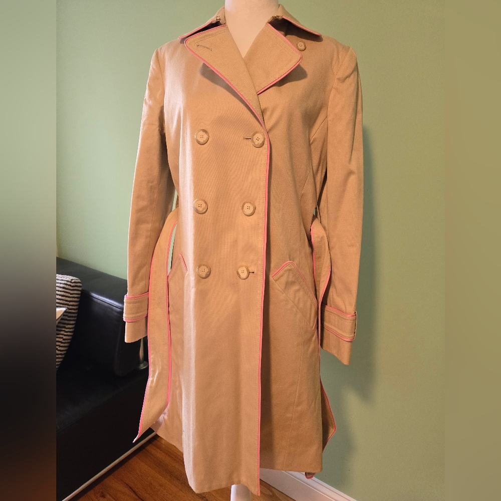 Coach Beige Trench Coat with Pink Accents - Picture 2 of 12